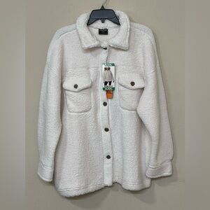 32 Degrees Women’s Ivory Button Up Collared Long Sleeve Fleece Shirt s XL/XXL